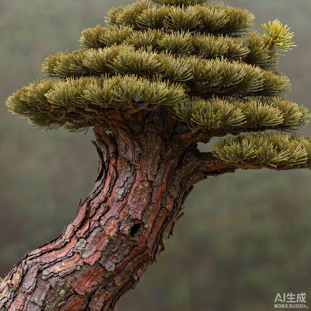 造型黑松的树皮与层次